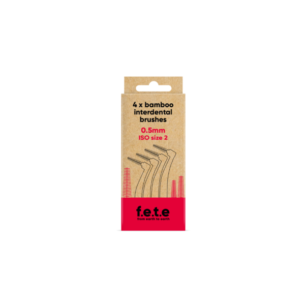 4 x Bamboo Interdental Brushes (0.5mm ISO Size 2) By F.E.T.E (From Earth to Earth) Available on LocoSoco