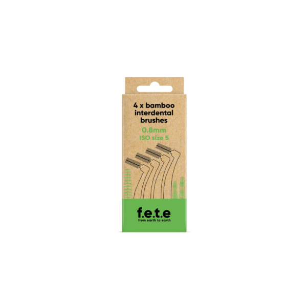 4 x Bamboo Interdental Brushes (0.8mm ISO Size 5) By F.E.T.E (From Earth to Earth) Available on LocoSoco